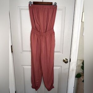 Bishop and Young “Maya” strapless jumpsuit.”dusty rose color. Size M